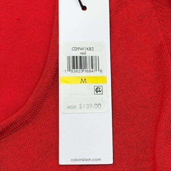 Calvin Klein Red 3/4 Sleeve Dress with Rhinstones - Picture 5 of 7
